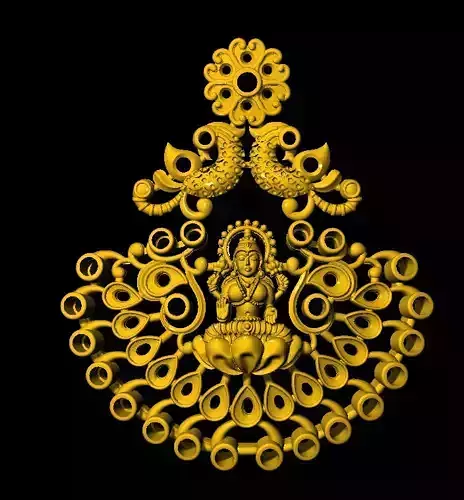 Earring ornate gold pendant