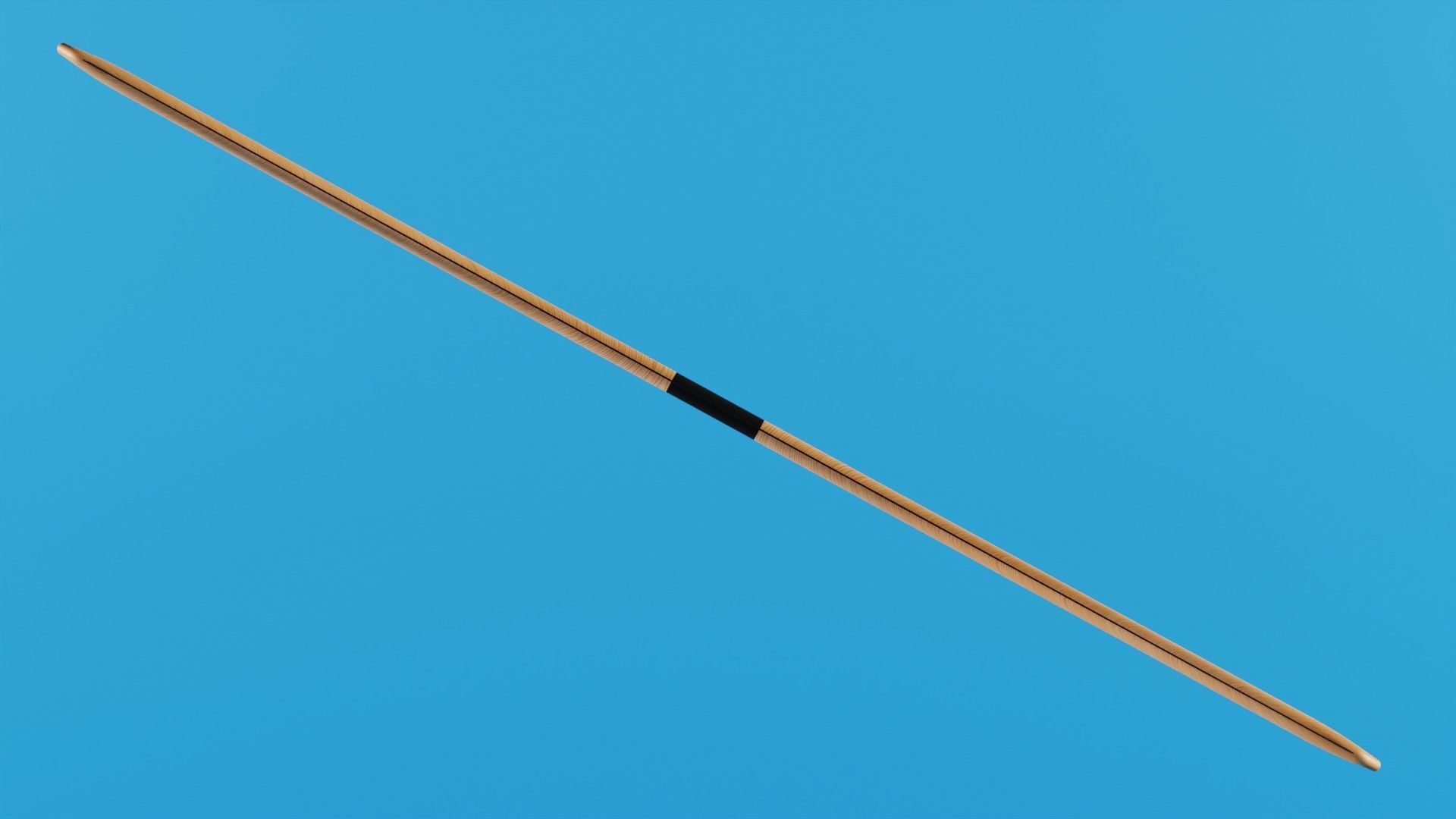 Longbow wooden stick Low-poly 3D model_4
