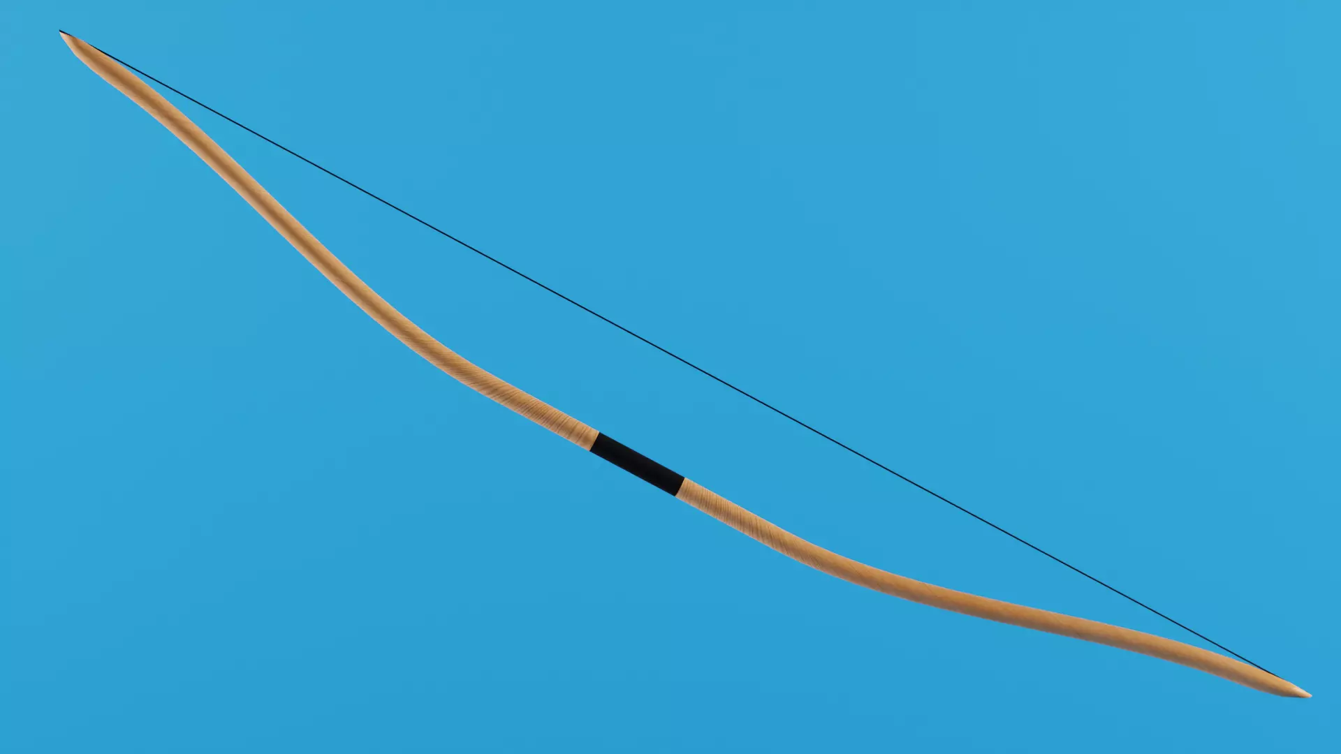 Longbow wooden stick Low-poly 3D model_0