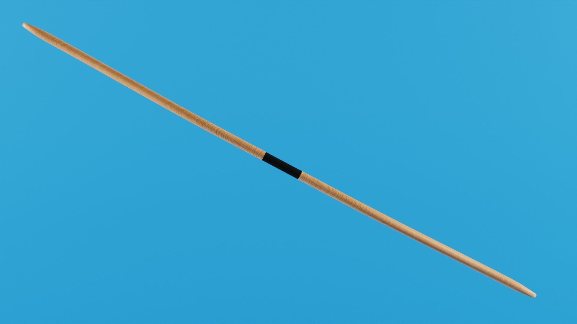 Longbow wooden stick Low-poly 3D model_1