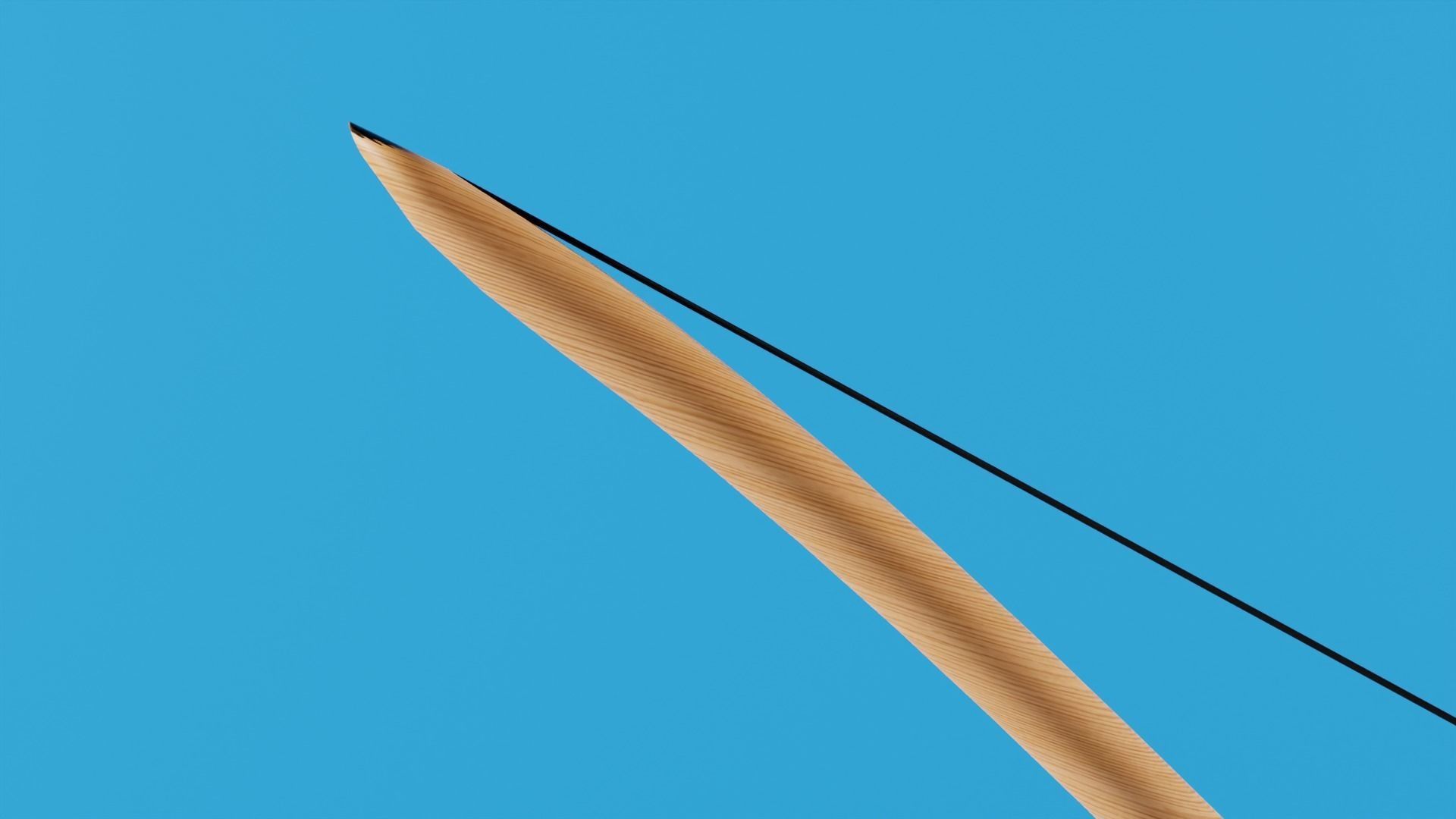 Longbow wooden stick Low-poly 3D model_3