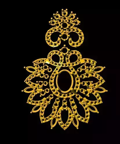 Earring ornate gold pendant