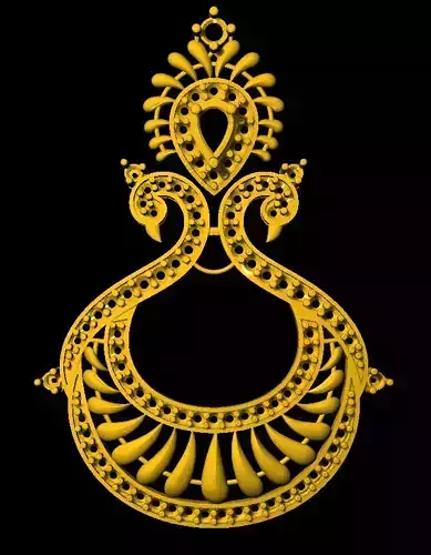 Earring ornate gold pendant