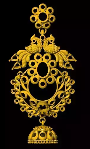 Earring golden ornament in form of bird