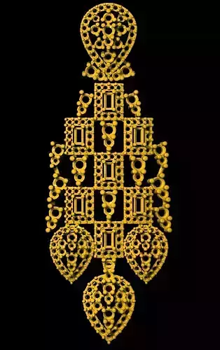 Earring ornate gold pendant