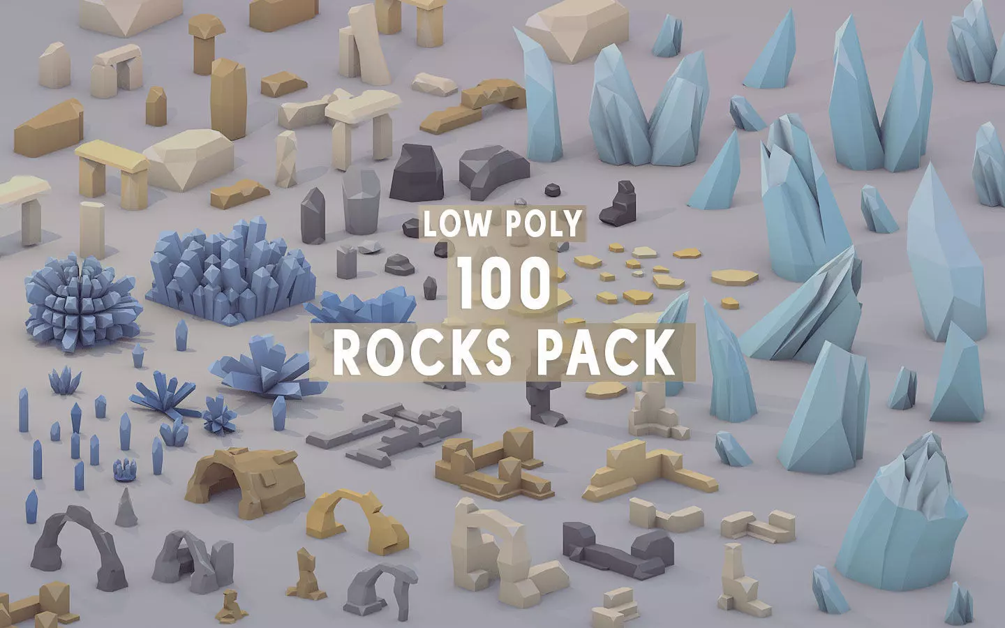 3D model 3D Low Poly 100 Rocks VR / AR / low-poly | CGTrader