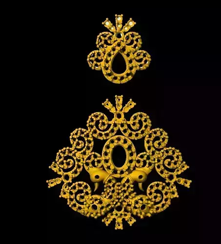 Earring ornate gold necklace and earrings