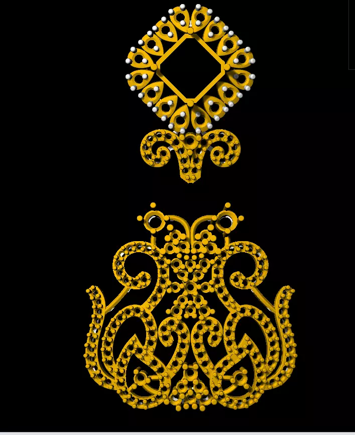 Earring gold jewelry design 3D print model_0