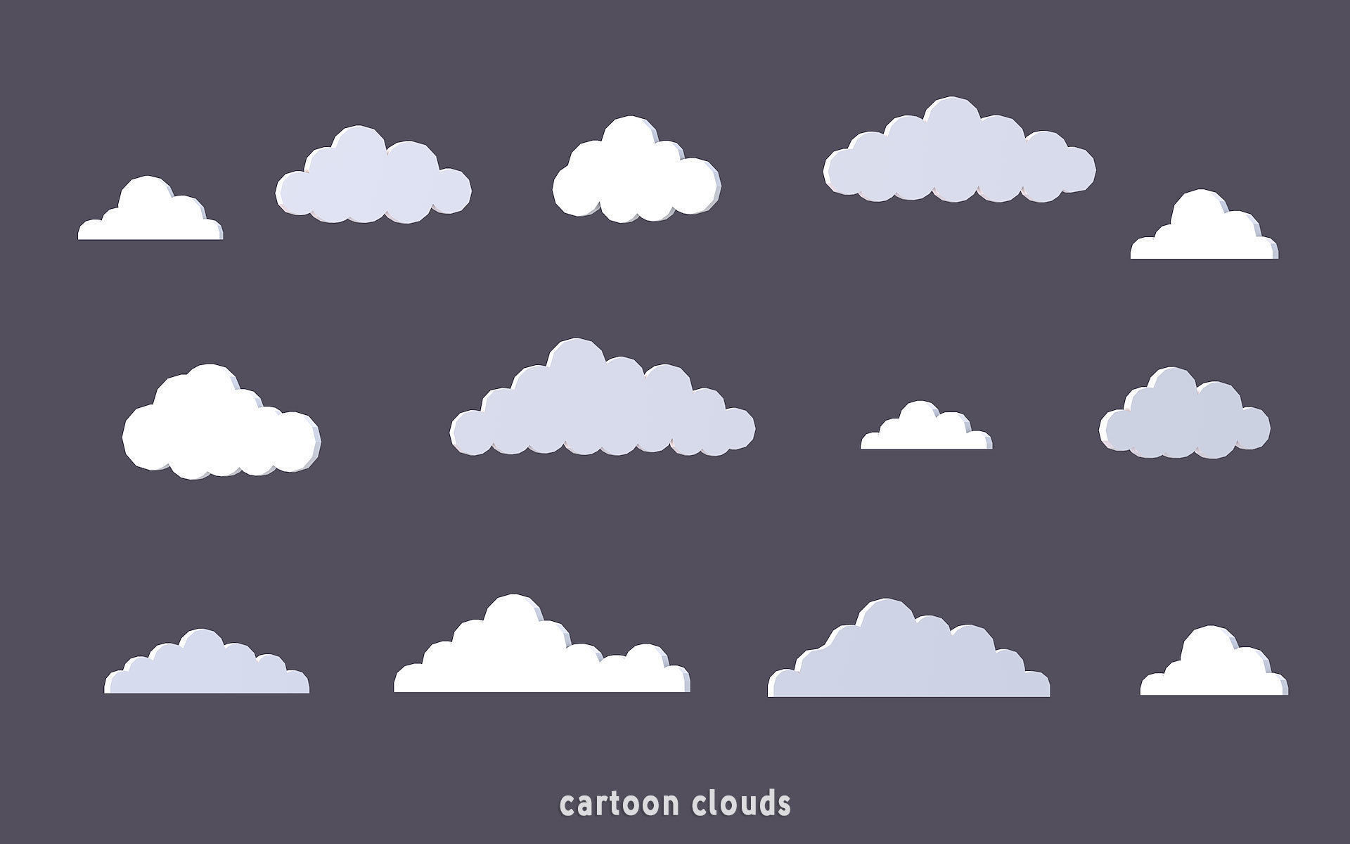 3D Low Poly 100 Clouds Low-poly 3D model_2