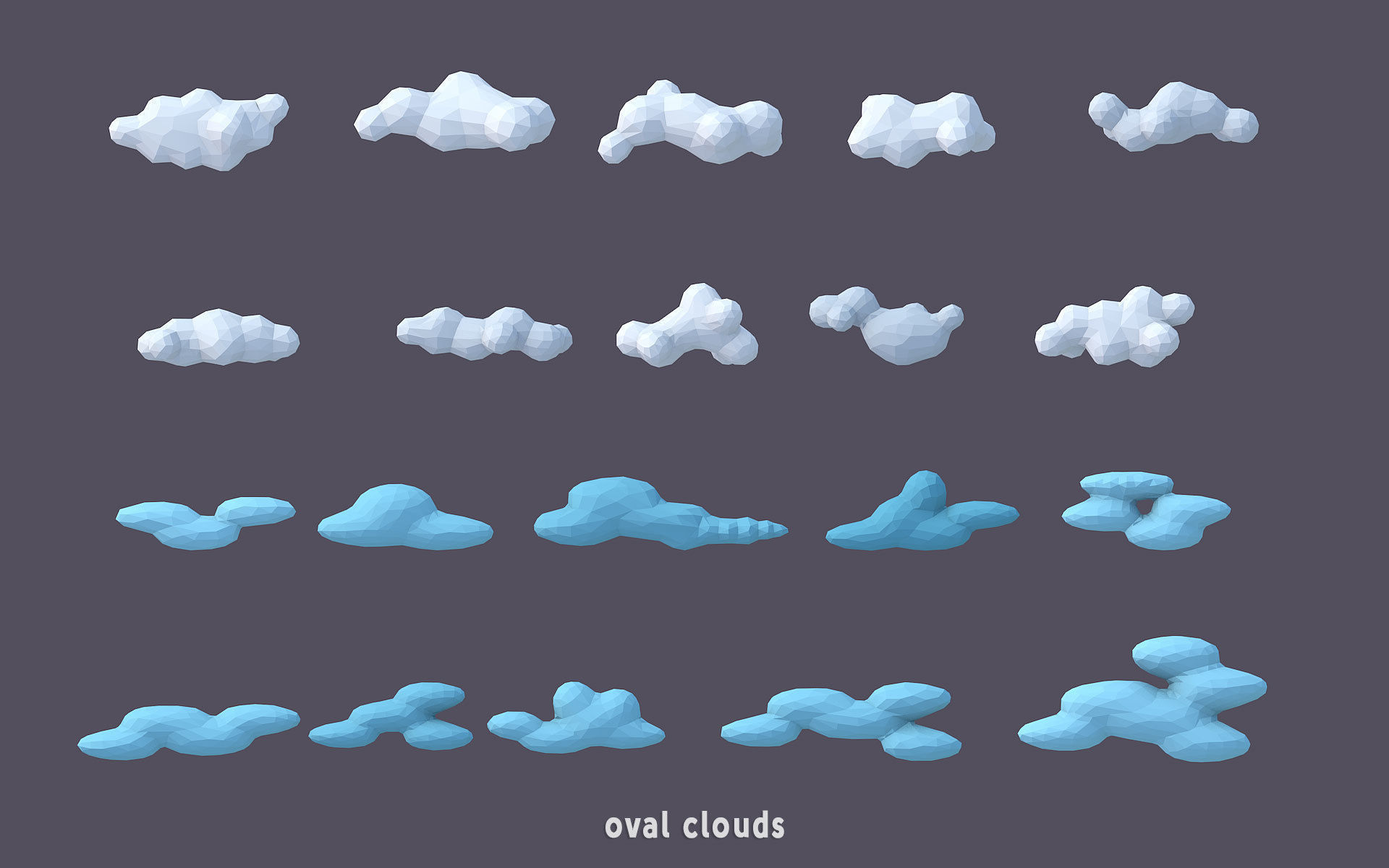 3D Low Poly 100 Clouds Low-poly 3D model_6