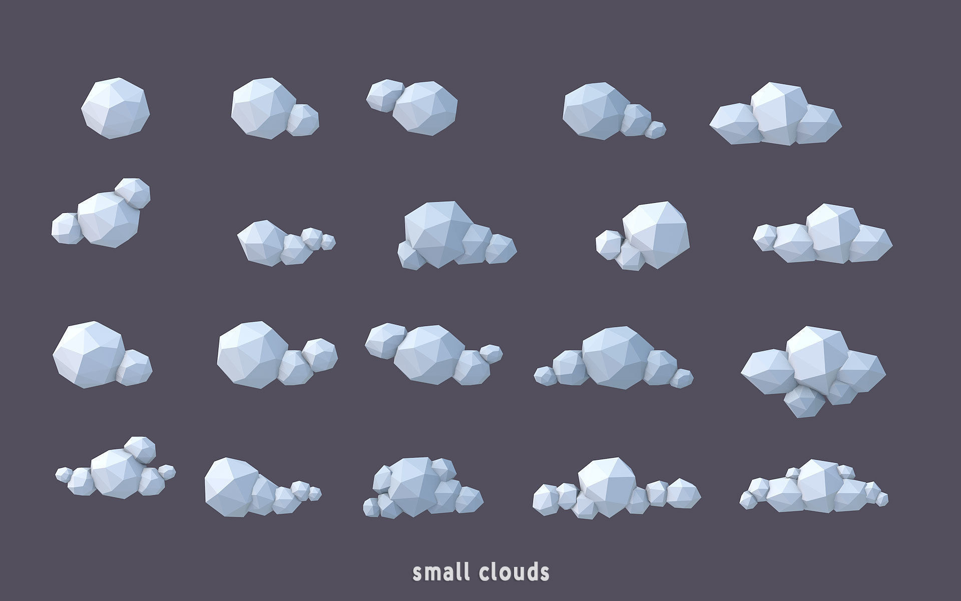 3D Low Poly 100 Clouds Low-poly 3D model_3