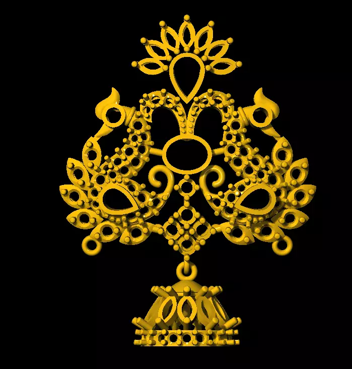 Earring ornate gold ornament 3D print model_0