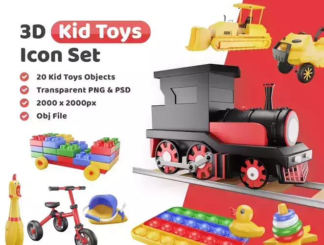 Kid Toys Icon Pack 3D Model