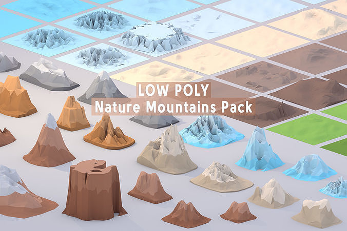 Low Poly Nature Mountains Pack Low-poly 3D model