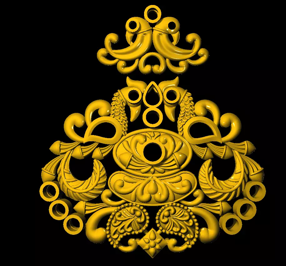 Earring ornate gold design 3D print model_0