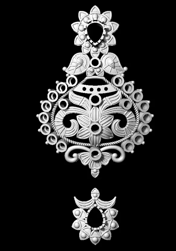 Earring ornate silver pendant 3D print model
