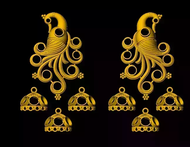 Earring gold peacock earrings