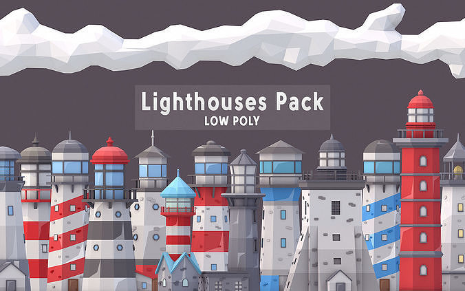 Low Poly Lighthouses Pack Low-poly 3D model
