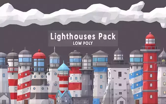 Low Poly Lighthouses Pack Low-poly 3D model
