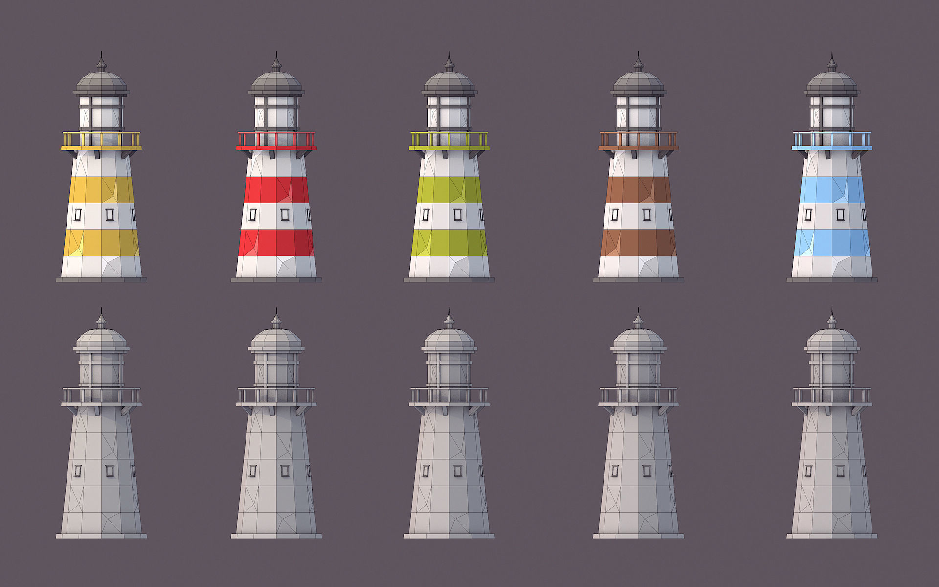 Low Poly Lighthouses Pack Low-poly 3D model_2