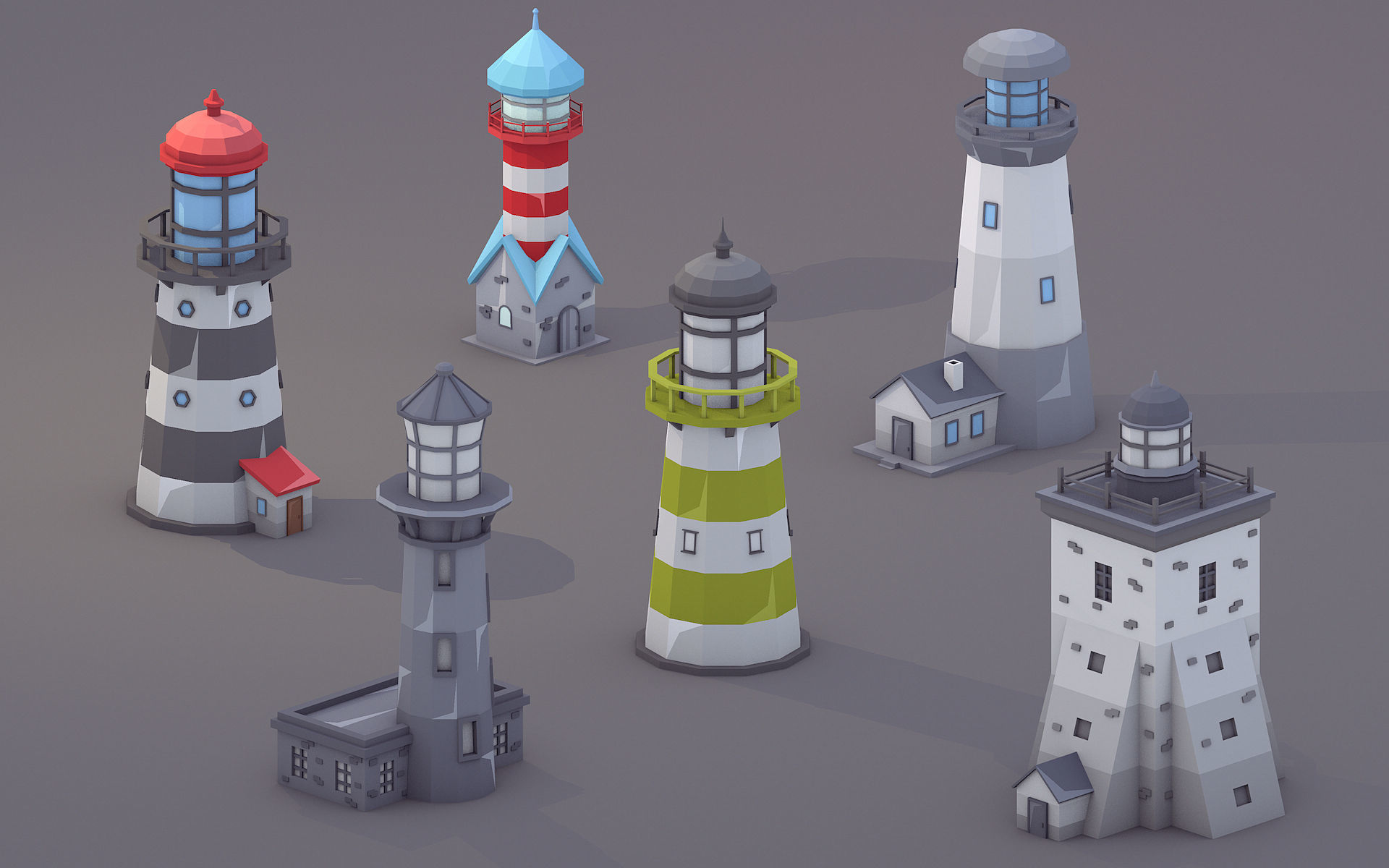 Low Poly Lighthouses Pack Low-poly 3D model_4
