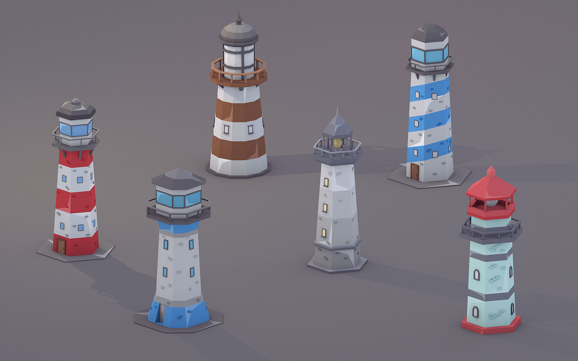 Low Poly Lighthouses Pack Low-poly 3D model_3