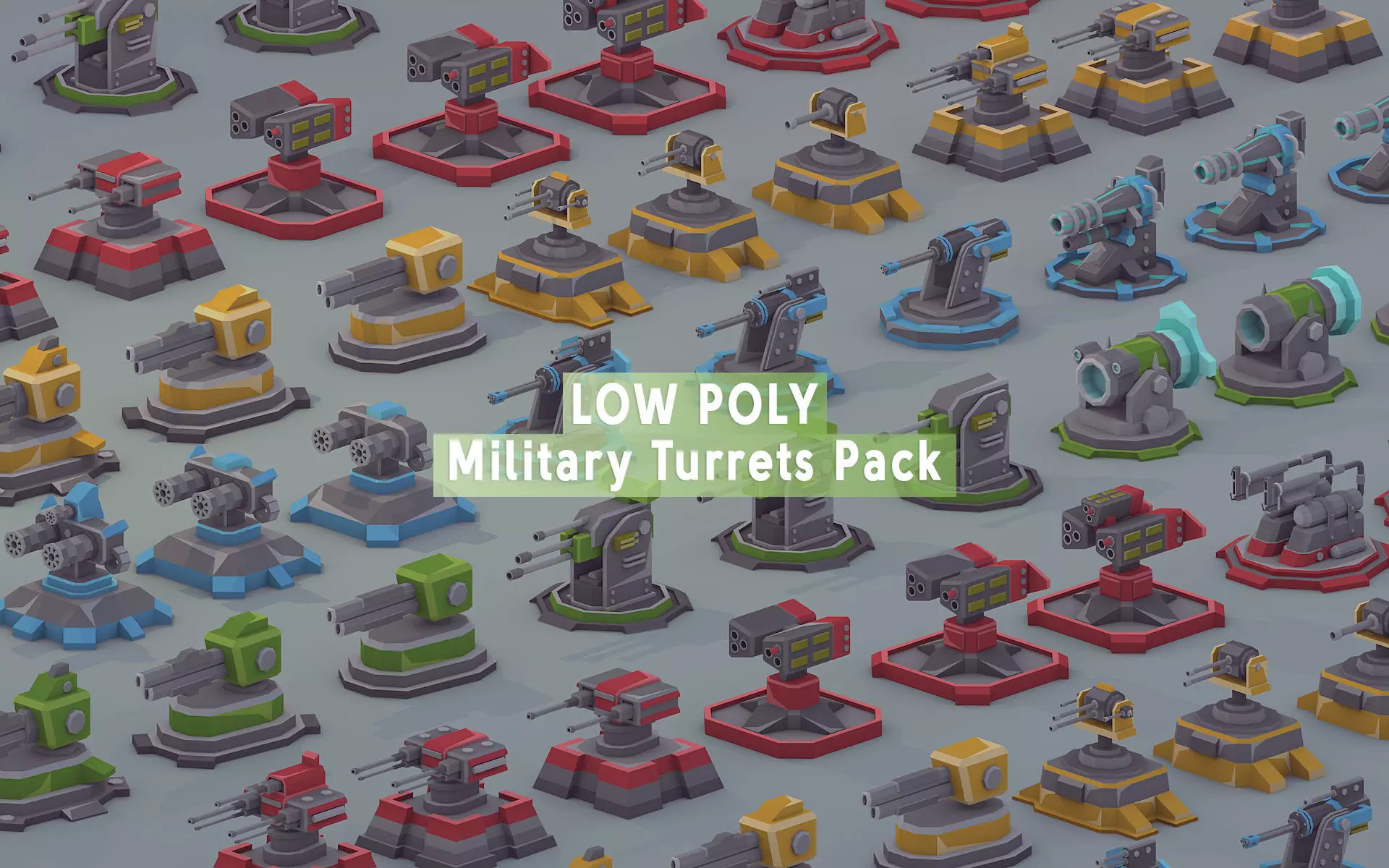 Low Poly Military Turrets Pack Low-poly 3D model_0