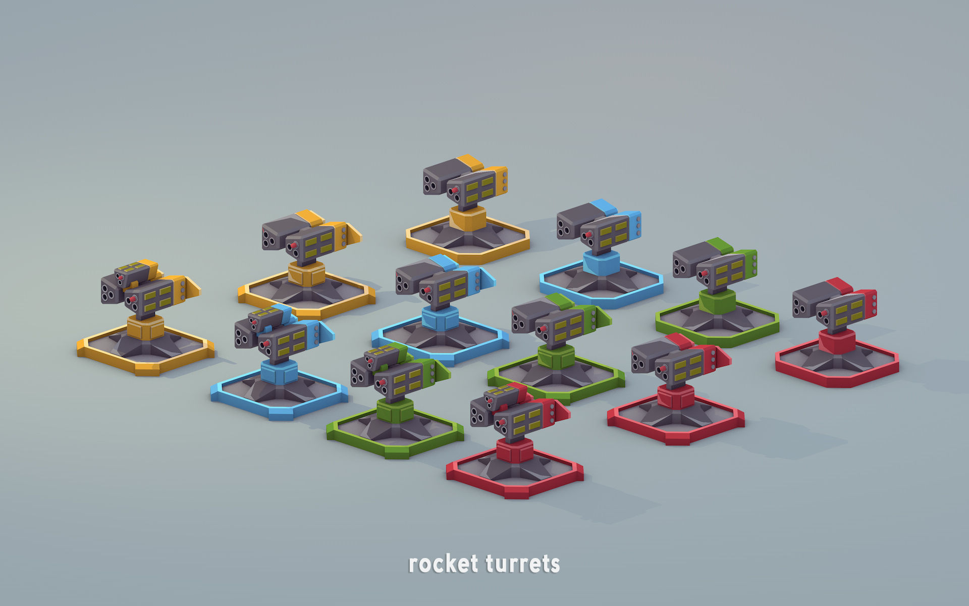 Low Poly Military Turrets Pack Low-poly 3D model_11