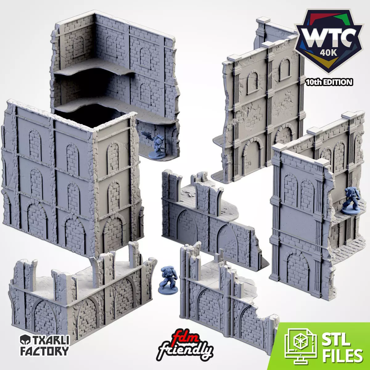 CLASSIC RUINS WTC SET 01 3D print model_0