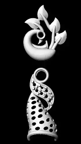 Earring silver pendant with flower