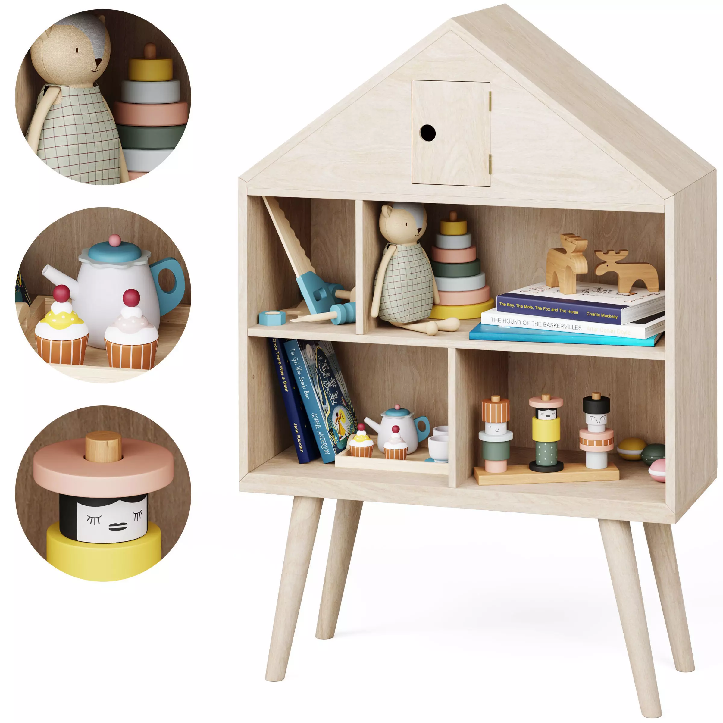 Dollhouse Berndt bookcase by Bloomingville 3D model