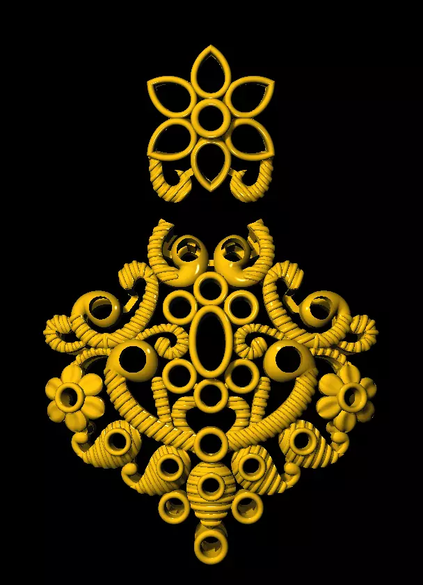 Earring ornate necklace 3D print model_0