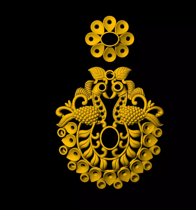 Earring ornate gold pendant 3D print model_0