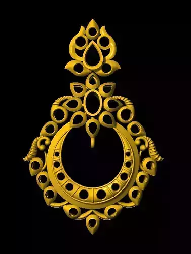 Earring ornate gold ring