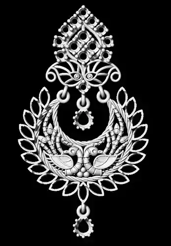 Earring ornate silver pendant