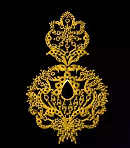 Earring ornate gold pendant