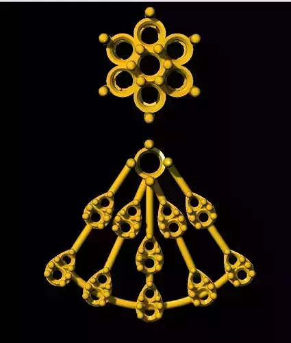 Earring gold necklace with flower in center