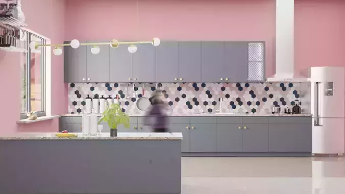 Blender Kitchen Scene 2 Low-poly 3D model
