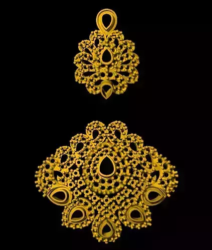 Earring two gold plated pendants
