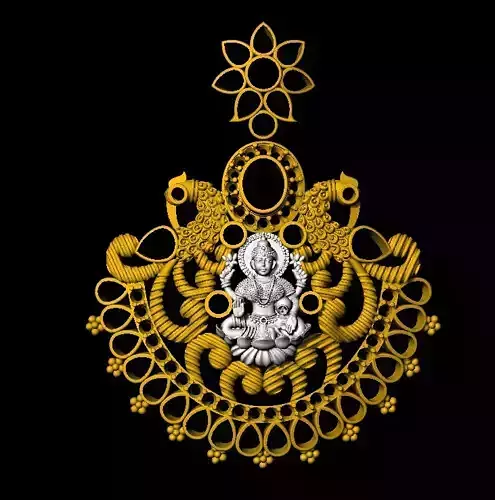 Earring ornate gold pendant