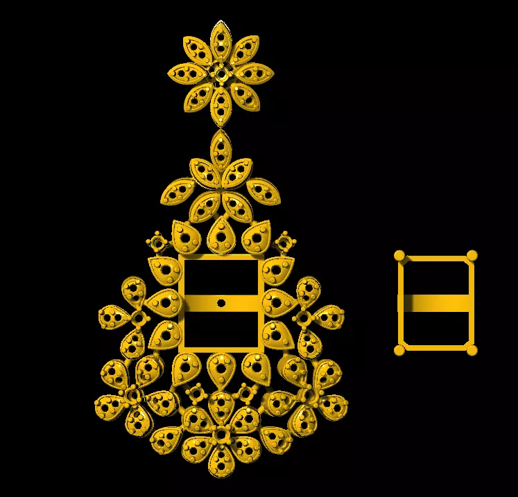 Earring gold ornamented christmas tree 3D print model_0