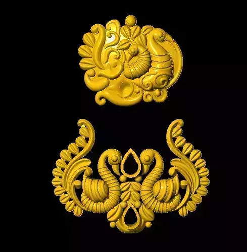 Earring two gold ornaments