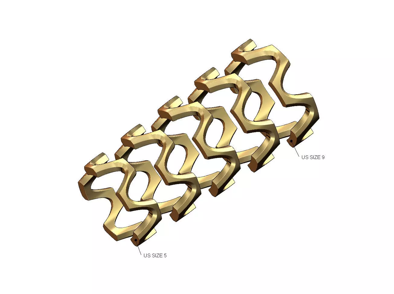 Chamfred wave fashion band US sizes 5to9 3D print model
