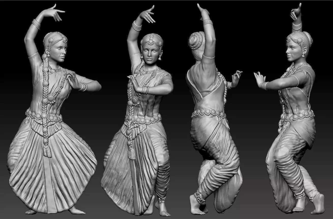 Indian Female Dance Pose 3D print model_0