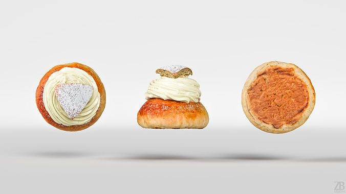 Cream Bun 3D model 5
