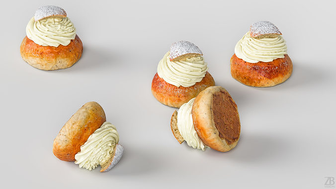 Cream Bun 3D model 3