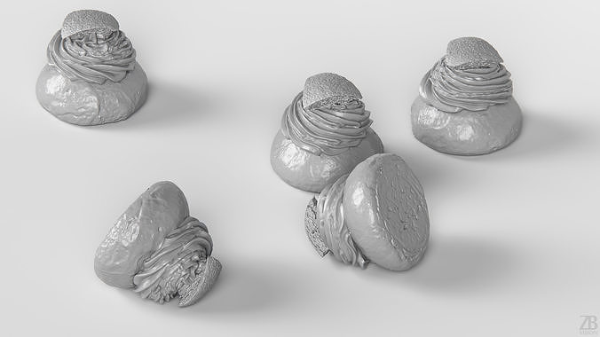 Cream Bun 3D model 4