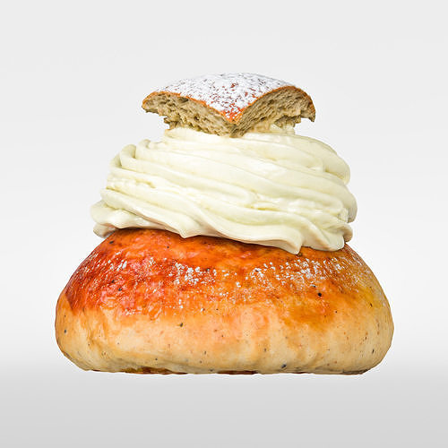Cream Bun 3D model 6