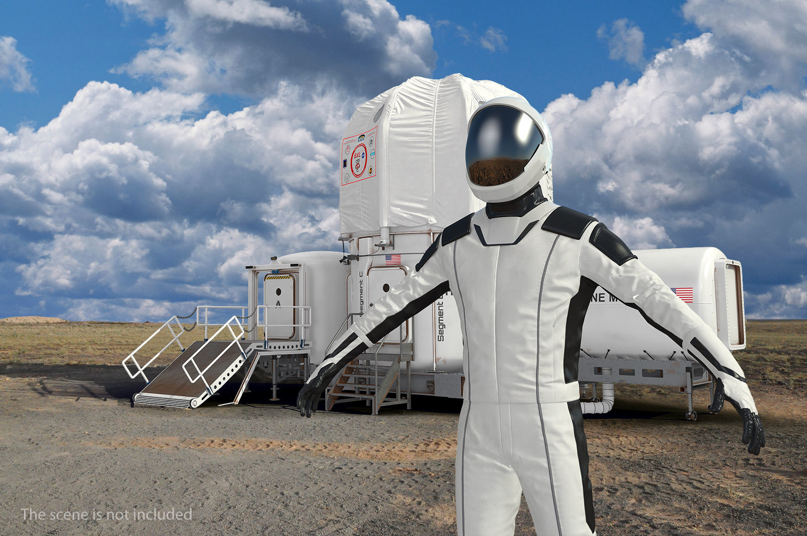 Futuristic Astronaut Space Suit 3D model_2