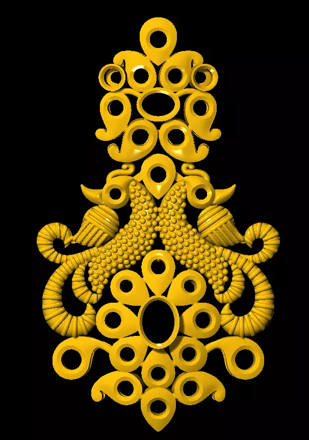 Earring ornate gold necklace with dragon 3D print model_0